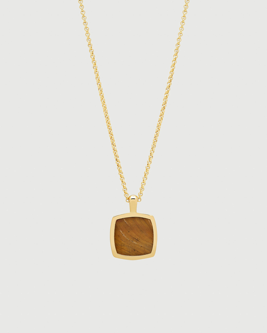 Heren | Sieraden | Tom Wood | Cushion Pendant Tiger Eye Gold