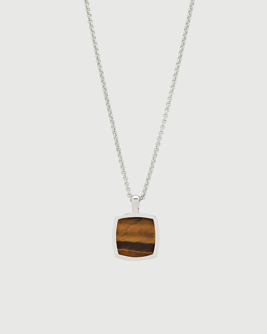 Heren | Sieraden | Tom Wood | Cushion Pendant Tiger Eye Silver