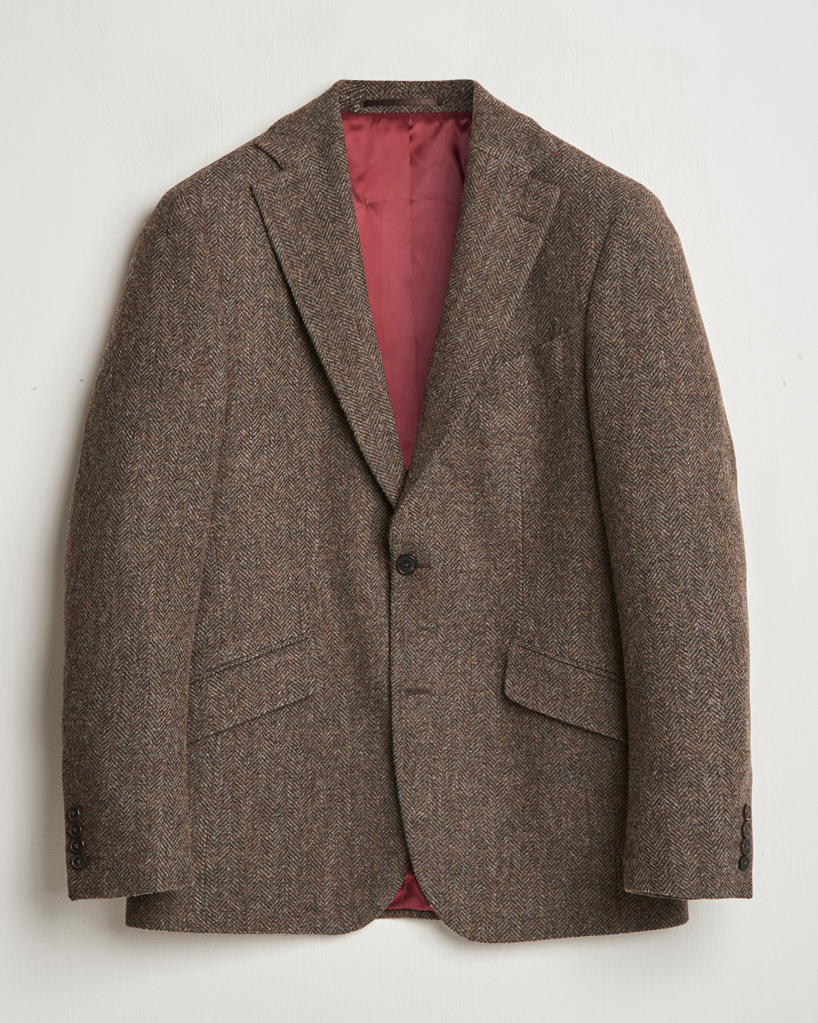 Heren | Blazers | Walker Slater | Edward Lambswool Herringbone Blazer Brown