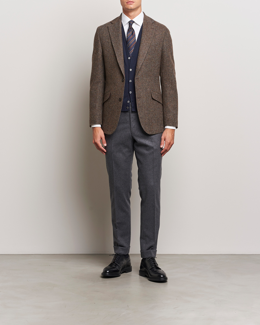 Heren | Blazers | Walker Slater | Edward Lambswool Herringbone Blazer Brown