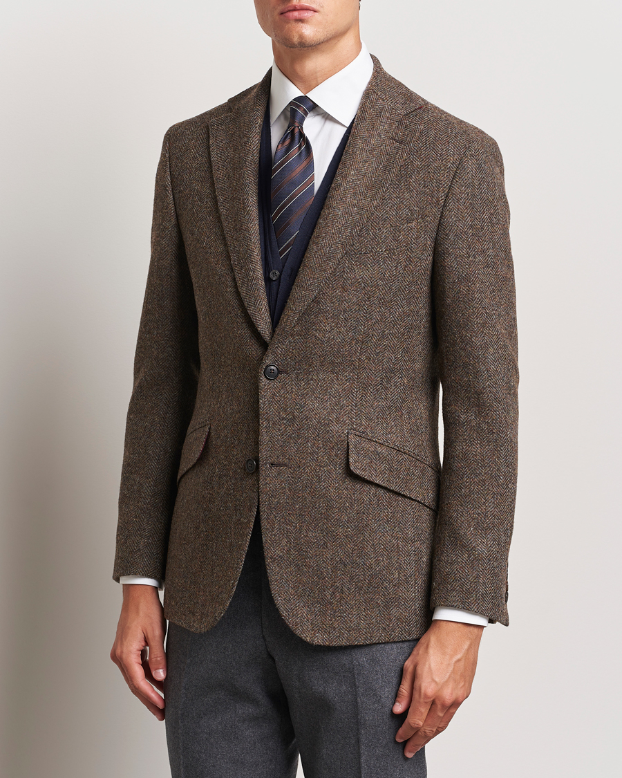 Heren | Blazers | Walker Slater | Edward Lambswool Herringbone Blazer Brown
