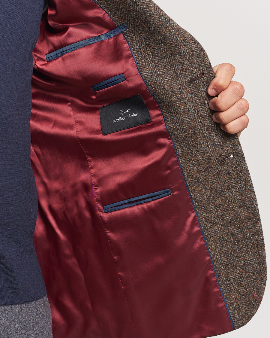Heren | Blazers | Walker Slater | Edward Lambswool Herringbone Blazer Brown