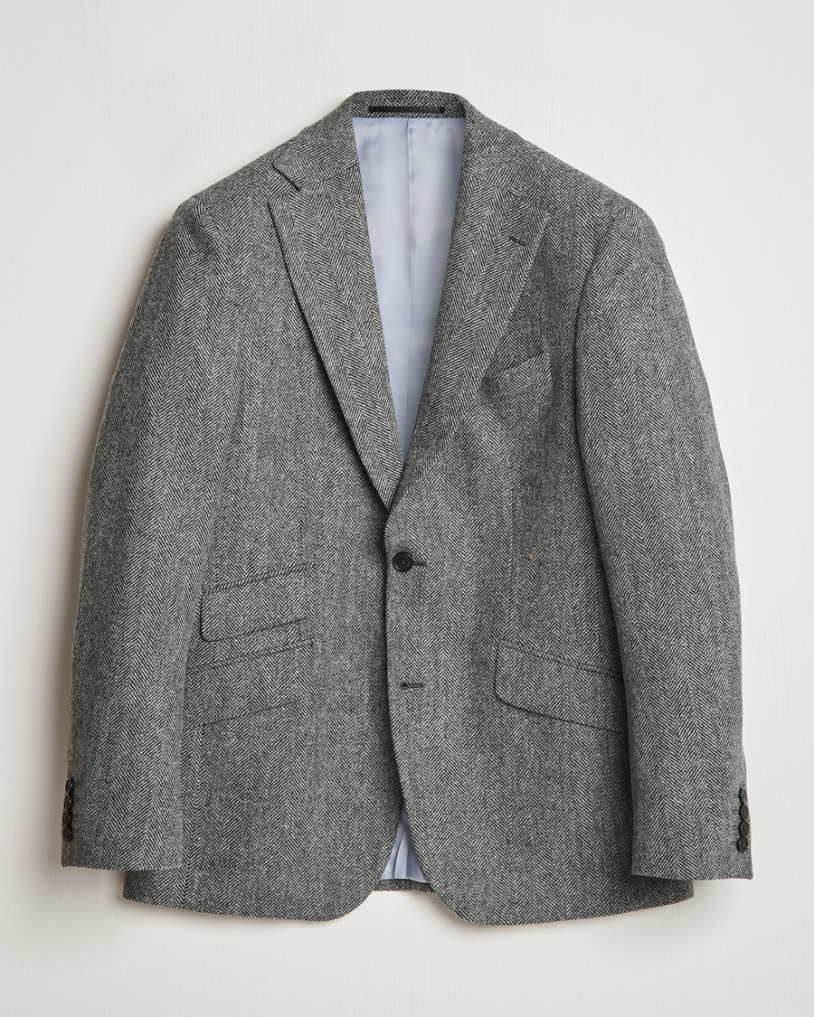 Heren | Blazers | Walker Slater | Edward Lambswool Herringbone Blazer Dark Grey