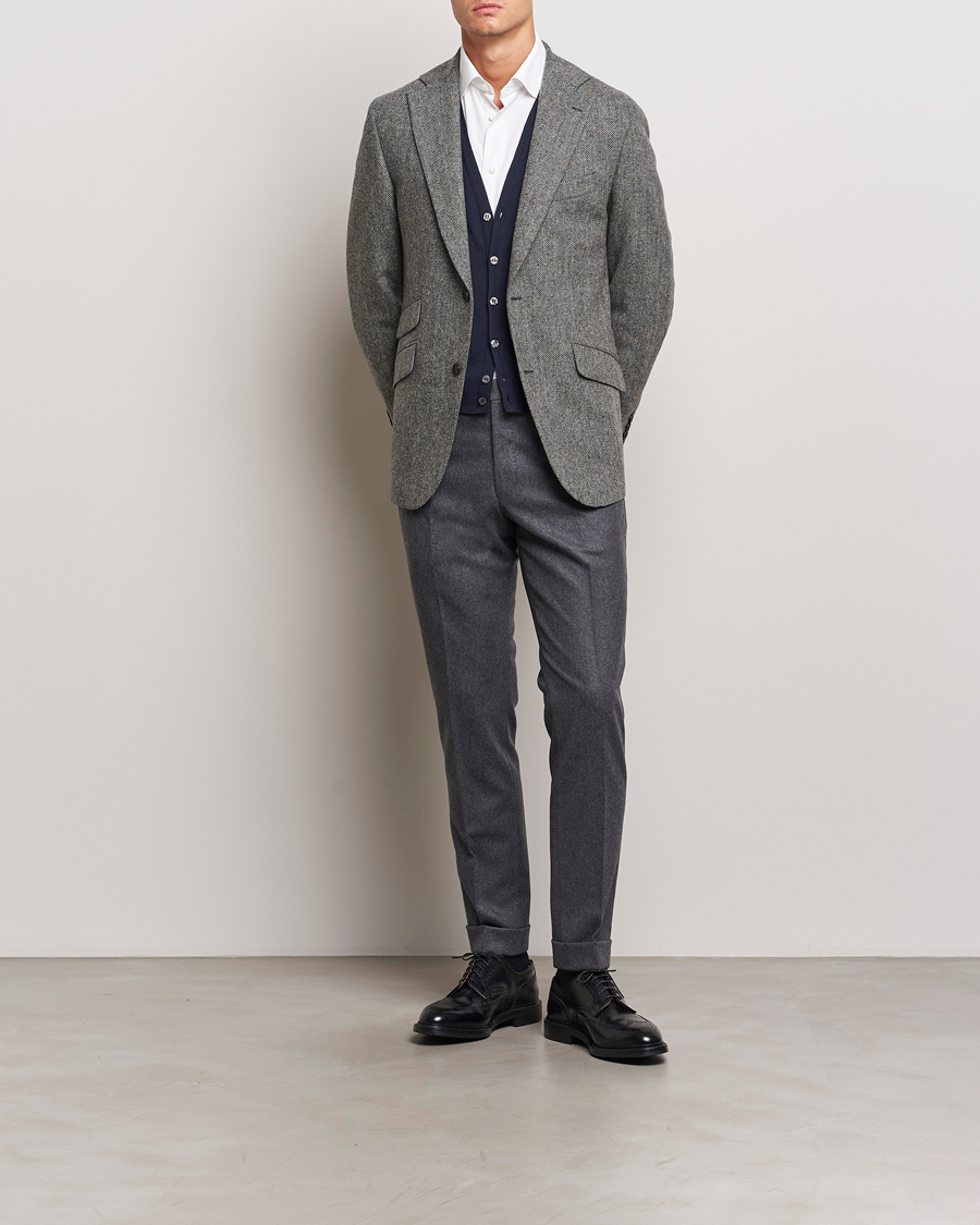 Heren | Blazers | Walker Slater | Edward Lambswool Herringbone Blazer Dark Grey