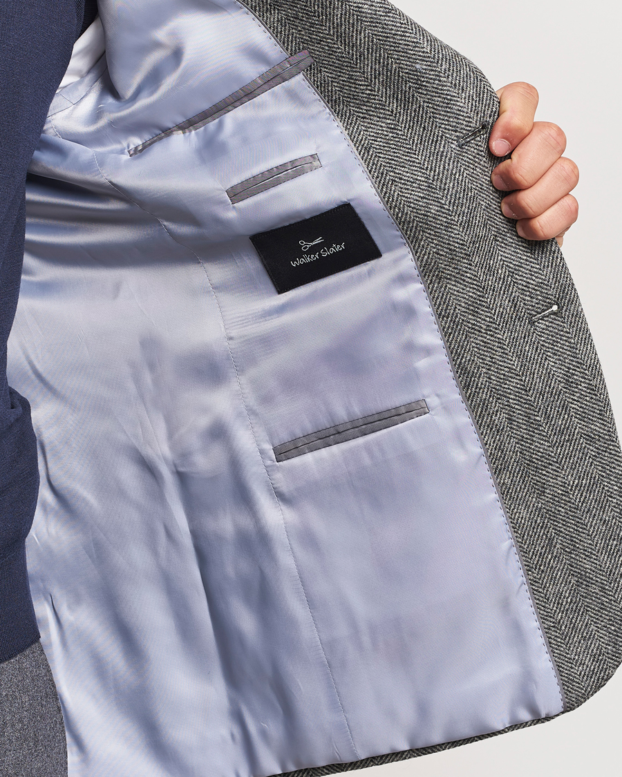 Heren | Blazers | Walker Slater | Edward Lambswool Herringbone Blazer Dark Grey