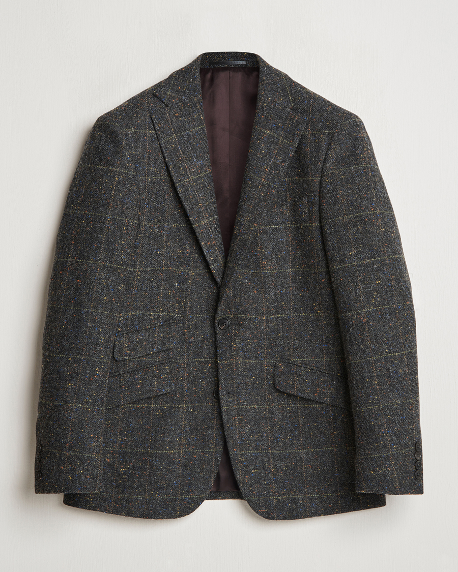 Heren | Blazers | Walker Slater | Edward Wool Donegal Windowpane Blazer Dark Grey