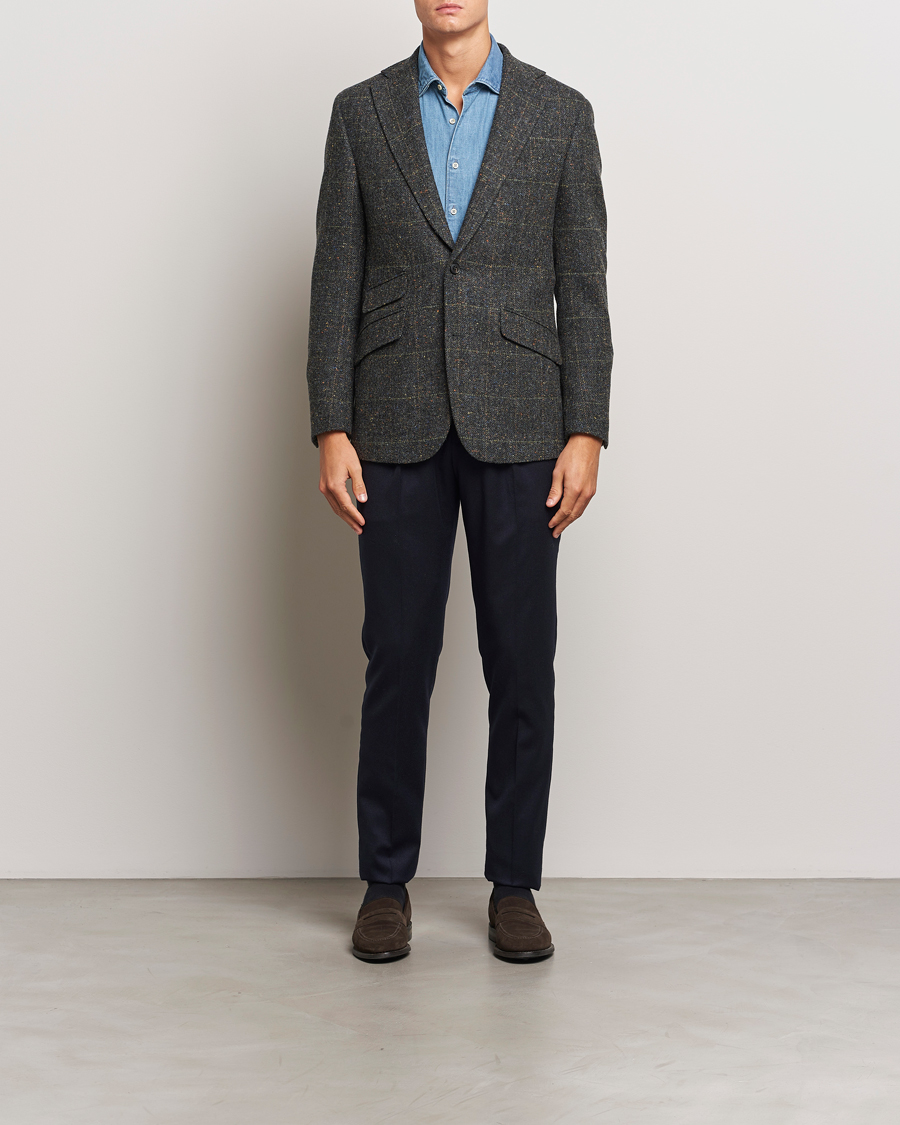 Heren | Blazers | Walker Slater | Edward Wool Donegal Windowpane Blazer Dark Grey