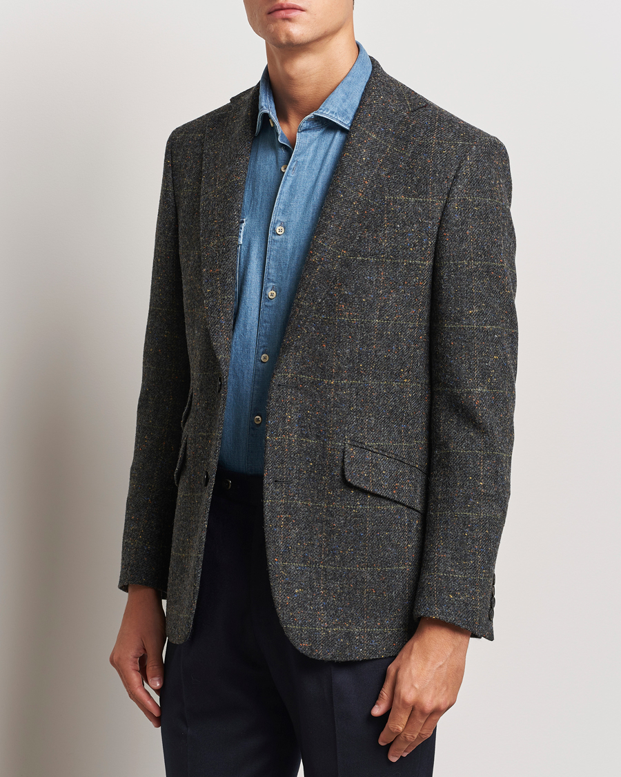 Heren | Blazers | Walker Slater | Edward Wool Donegal Windowpane Blazer Dark Grey