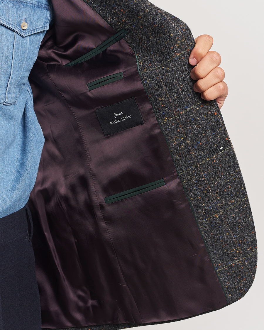 Heren | Blazers | Walker Slater | Edward Wool Donegal Windowpane Blazer Dark Grey