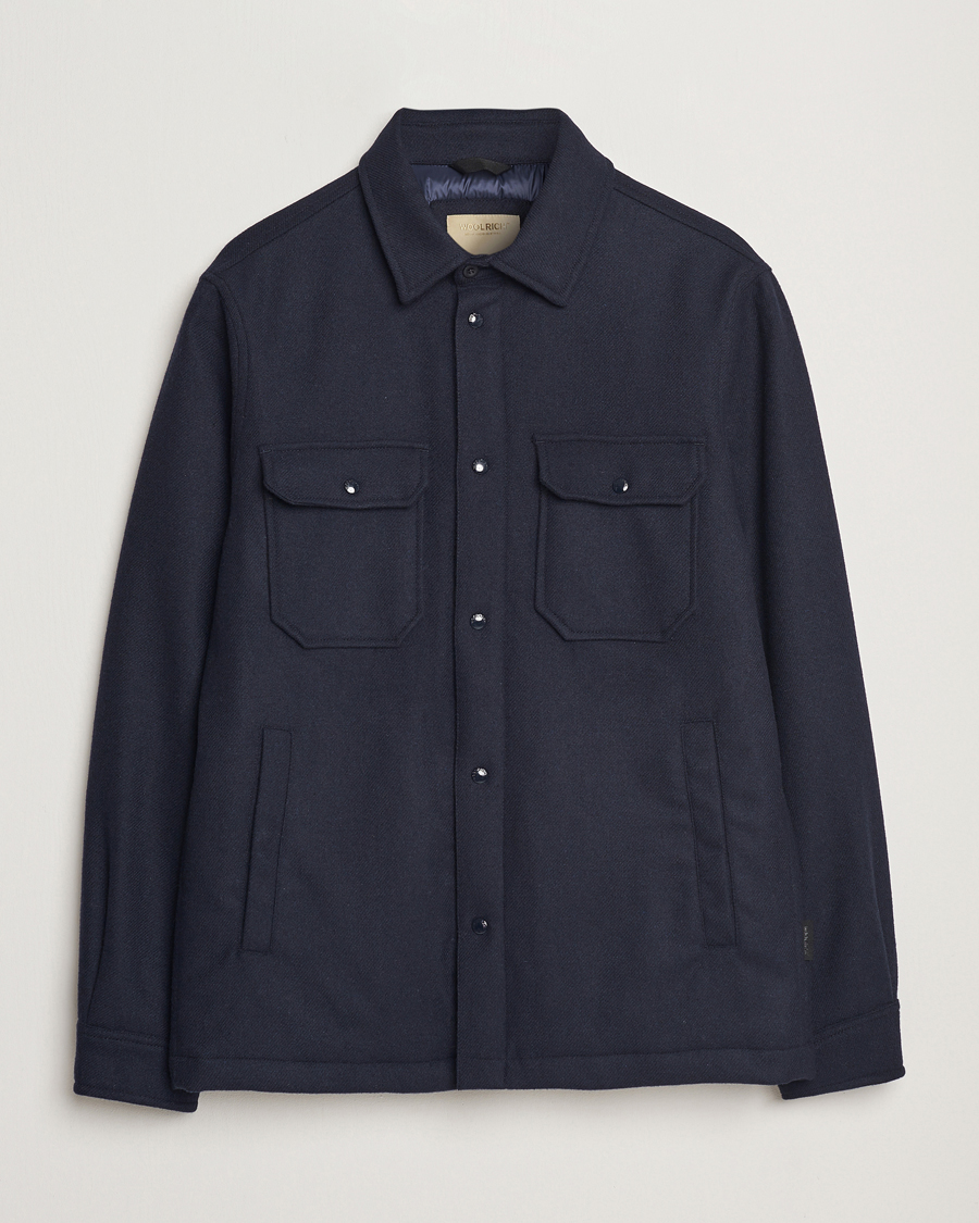 Heren | Jassen | Woolrich | Alaskan Melton Wool Overshirt Melton Blue