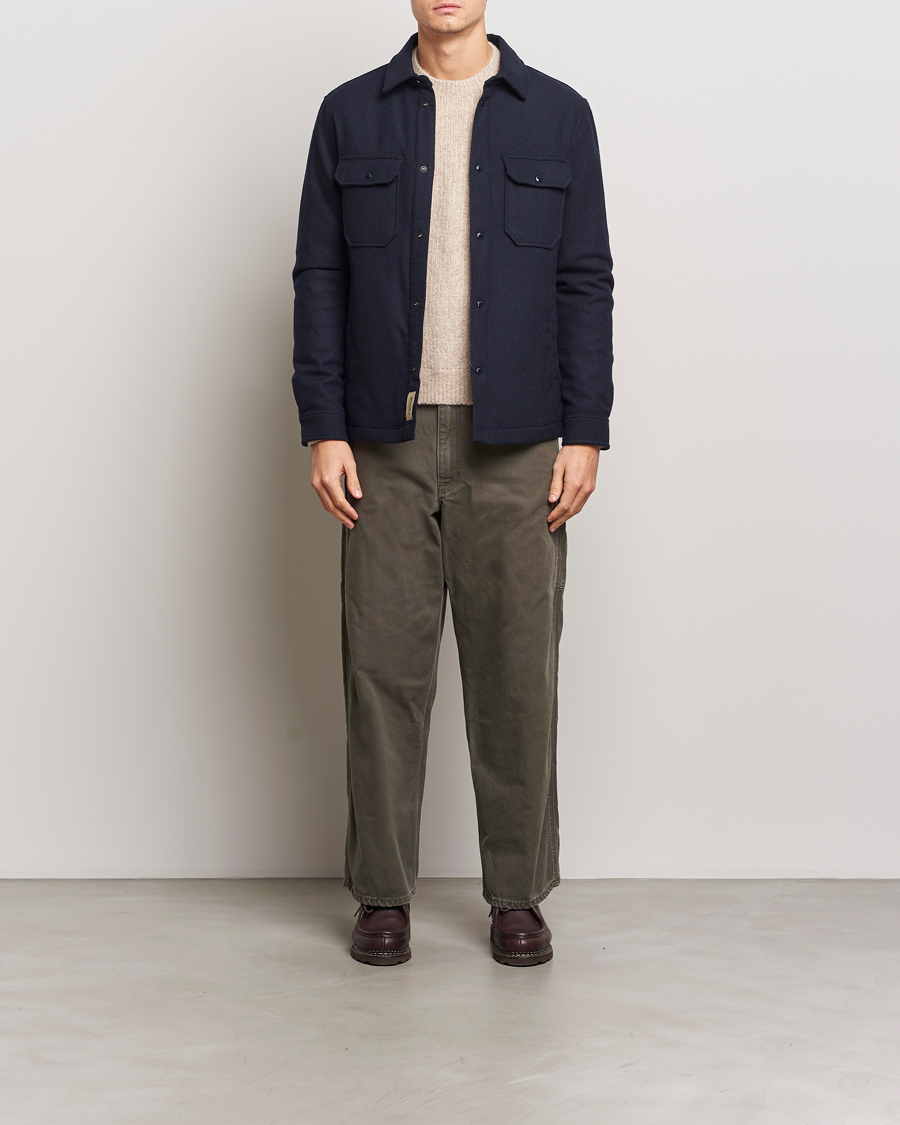 Heren | Jassen | Woolrich | Alaskan Melton Wool Overshirt Melton Blue