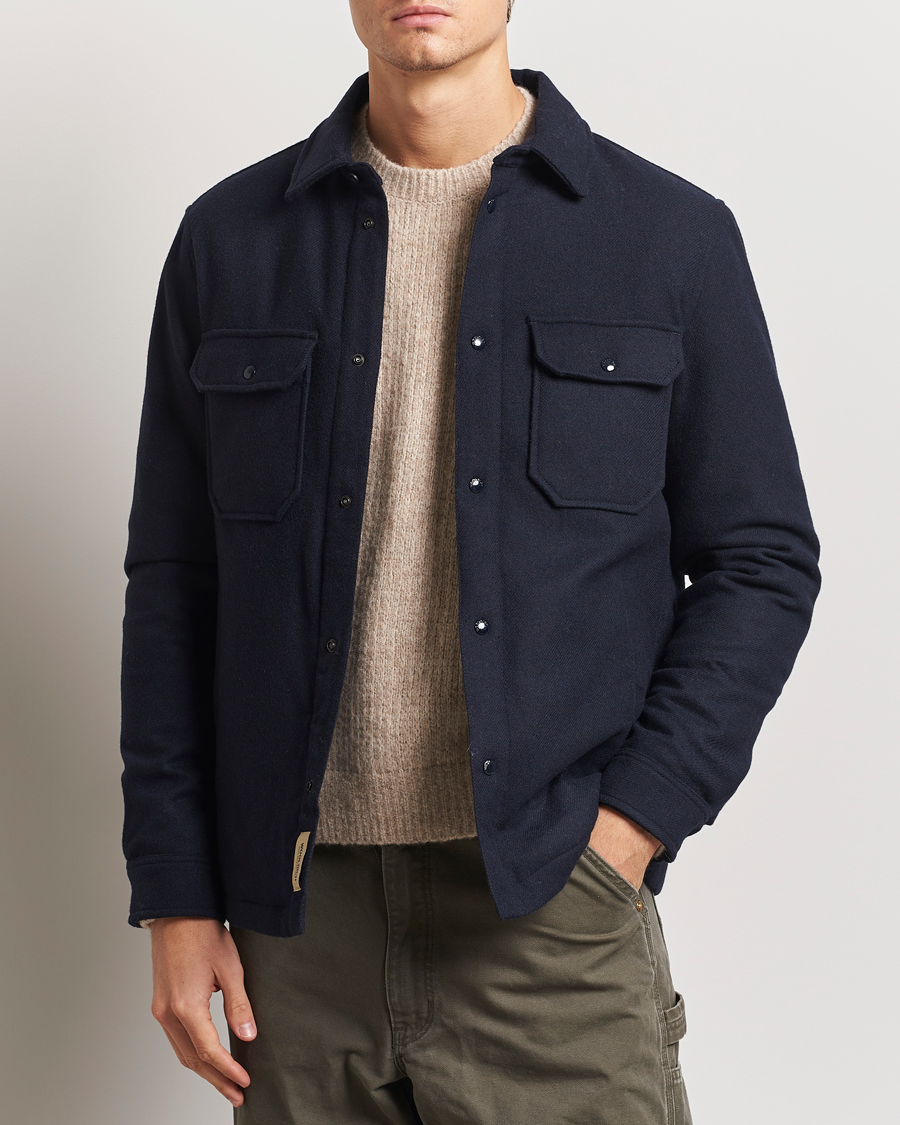 Heren | Jassen | Woolrich | Alaskan Melton Wool Overshirt Melton Blue