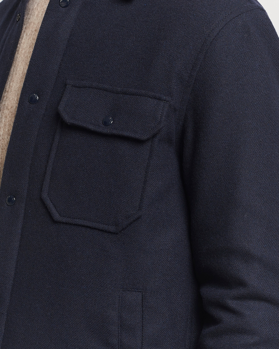 Heren | Jassen | Woolrich | Alaskan Melton Wool Overshirt Melton Blue