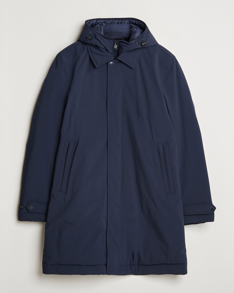 Heren | Jassen | Woolrich | Stretch 2 in 1 Padded Waterproof Carcoat Melton Blue