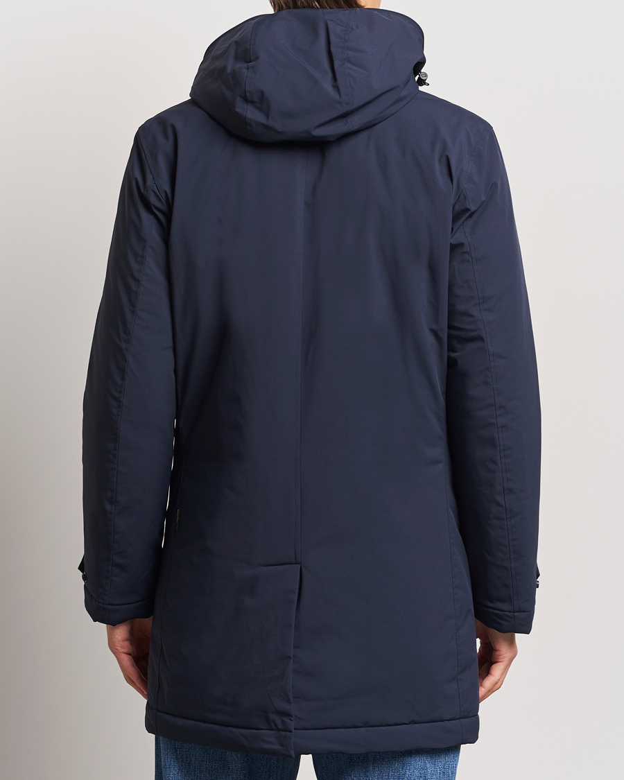 Heren | Jassen | Woolrich | Stretch 2 in 1 Padded Waterproof Carcoat Melton Blue