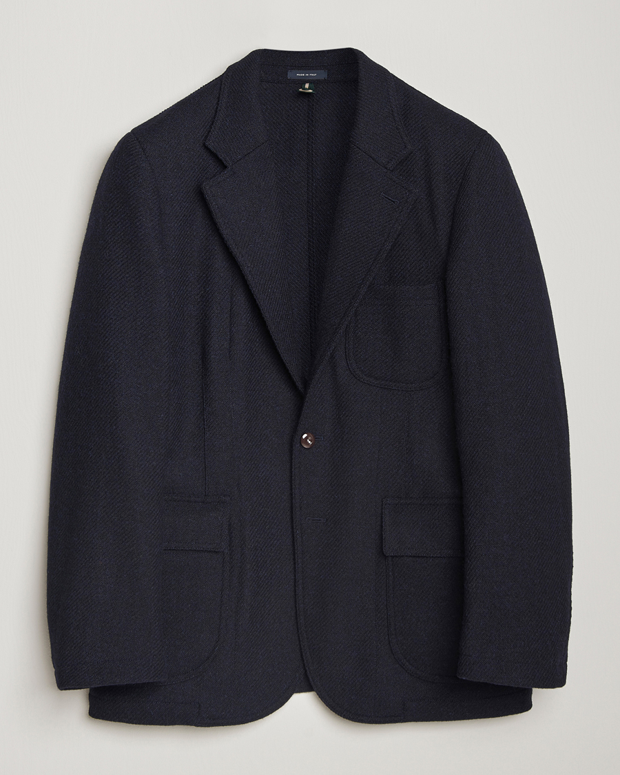 Heren | Blazers | Drake's | MKVII Harris Tweed Blazer Navy