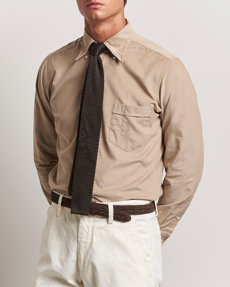 Heren | Overhemden | Drake's | Button Down Corduroy Shirt Ecru