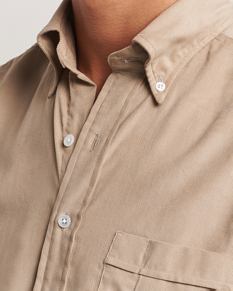 Heren | Overhemden | Drake's | Button Down Corduroy Shirt Ecru