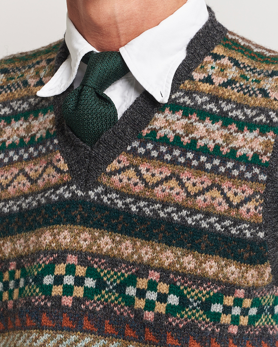 Heren | Truien | Drake's | Fairisle Wool Vest Purple Multi