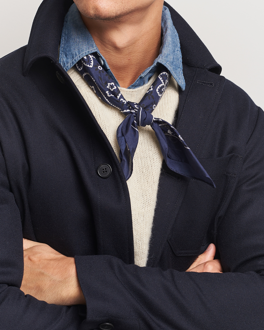 Heren | Sjaals | Drake's | Drake'sClassic Paisley BandanaNavy