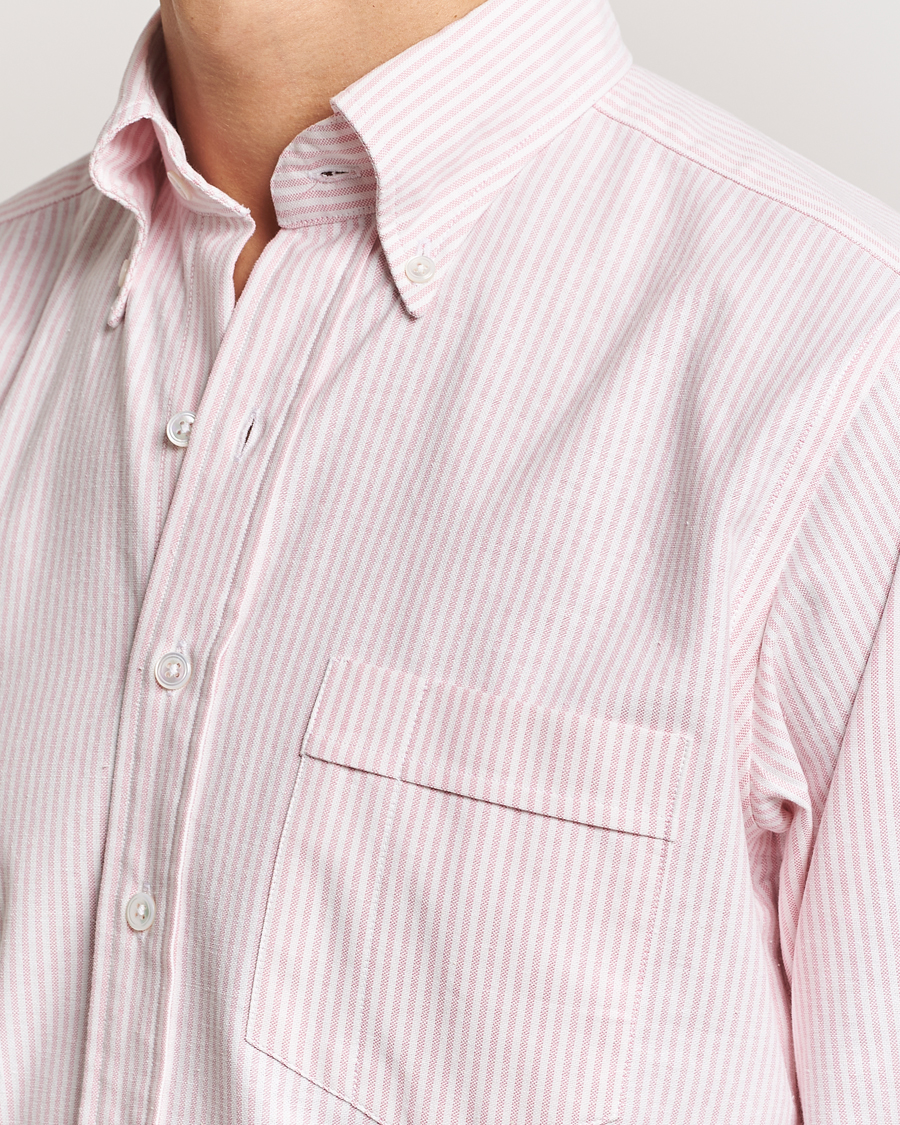 Heren | Overhemden | Drake's | Striped Button Down Oxford Shirt Pink
