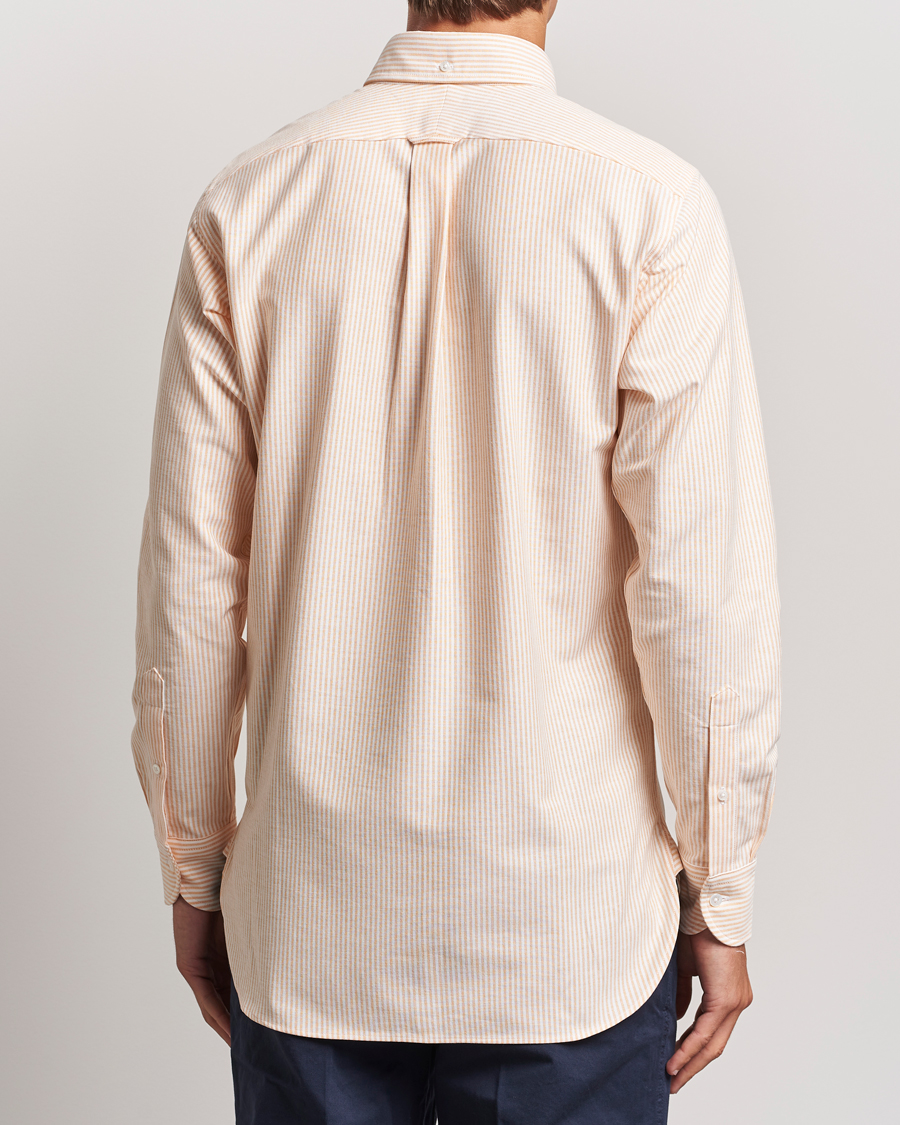 Heren | Overhemden | Drake's | Striped Button Down Oxford Shirt Orange