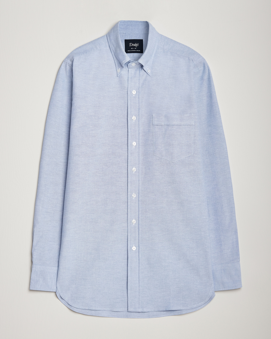 Heren | Overhemden | Drake's | Button Down Oxford Shirt Blue