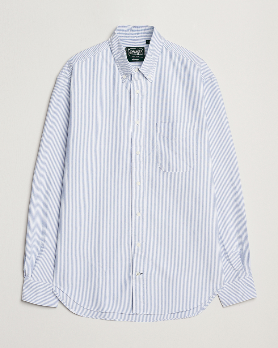 Heren | Overhemden | Gitman Vintage | Button Down Striped Oxford Shirt Light Blue