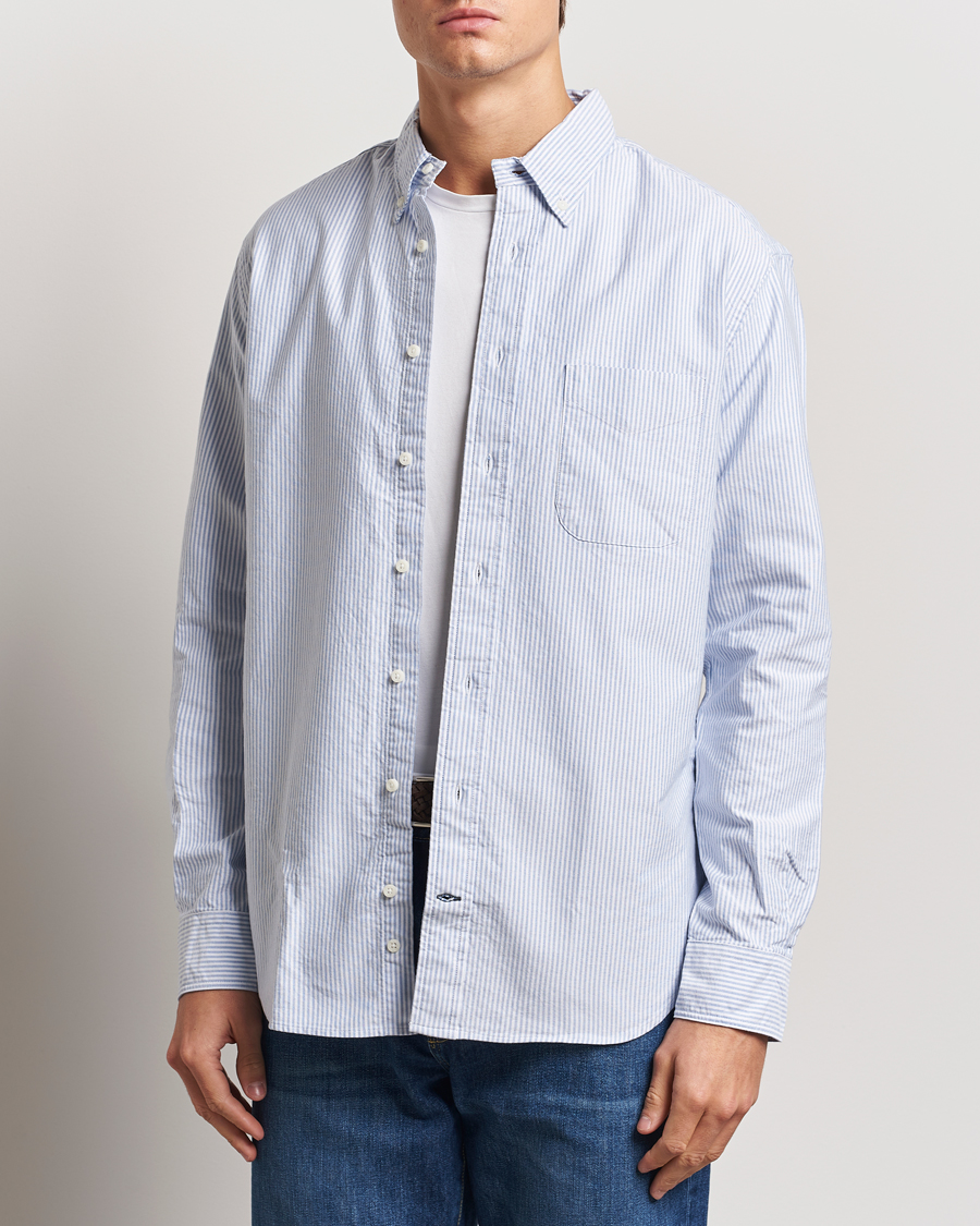 Heren | Overhemden | Gitman Vintage | Button Down Striped Oxford Shirt Light Blue