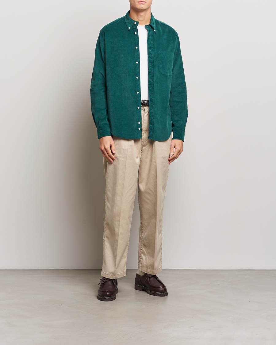 Heren | Overhemden | Gitman Vintage | Button Down Corduroy Shirt Emerald