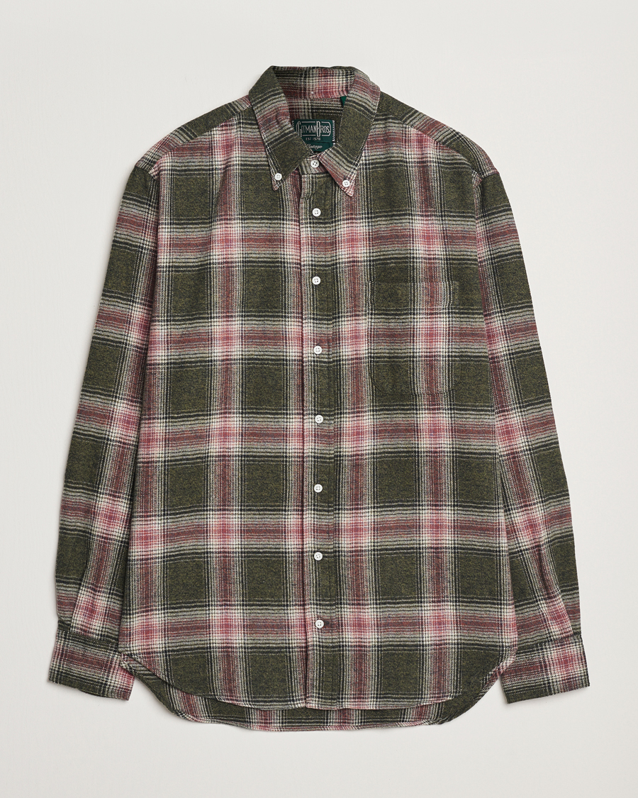 Heren | Overhemden | Gitman Vintage | Button Down Brushed Flannel Shirt Olive Check