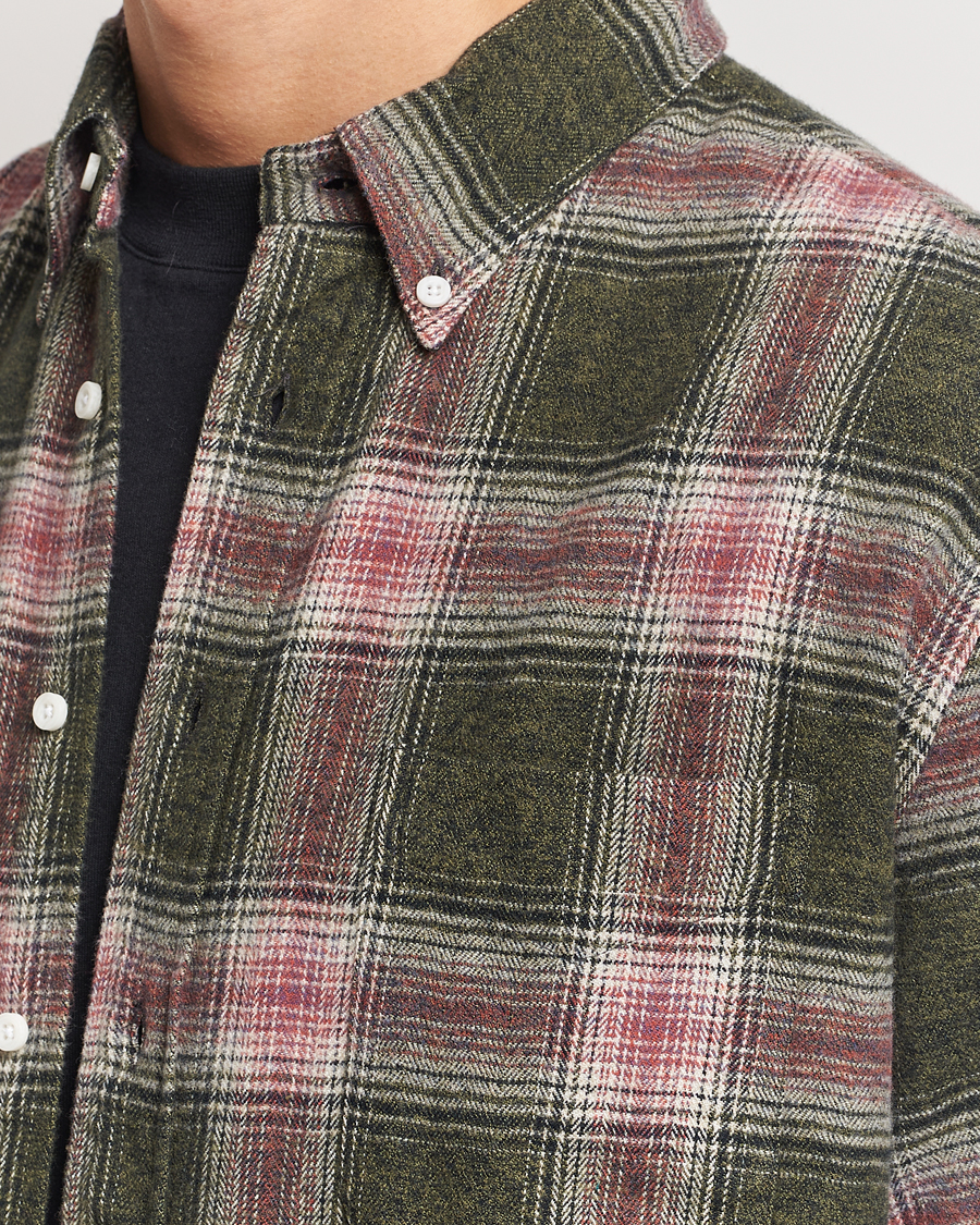 Heren | Overhemden | Gitman Vintage | Button Down Brushed Flannel Shirt Olive Check