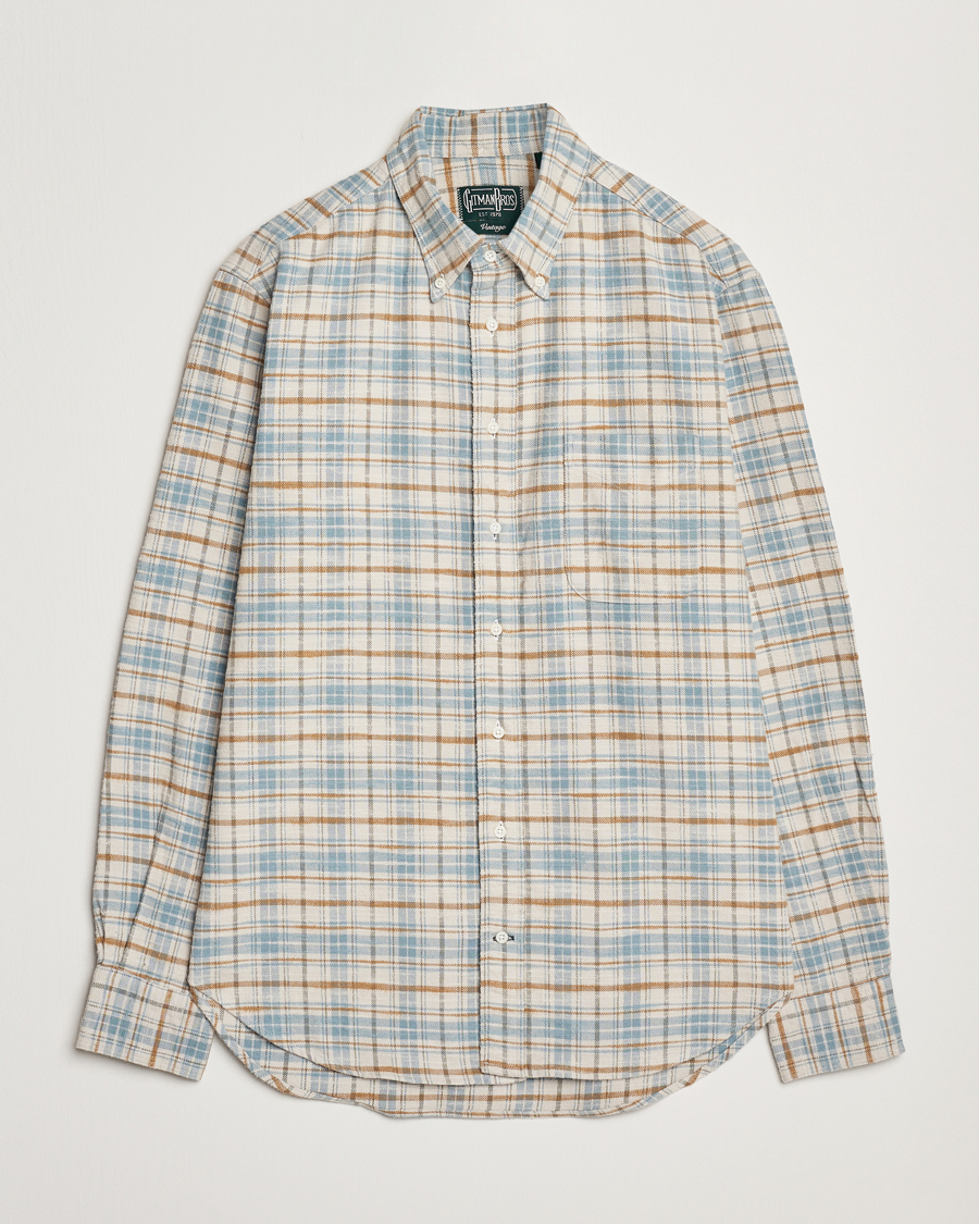 Heren | Overhemden | Gitman Vintage | Button Down Heavy Flannel Shirt Ivory Check