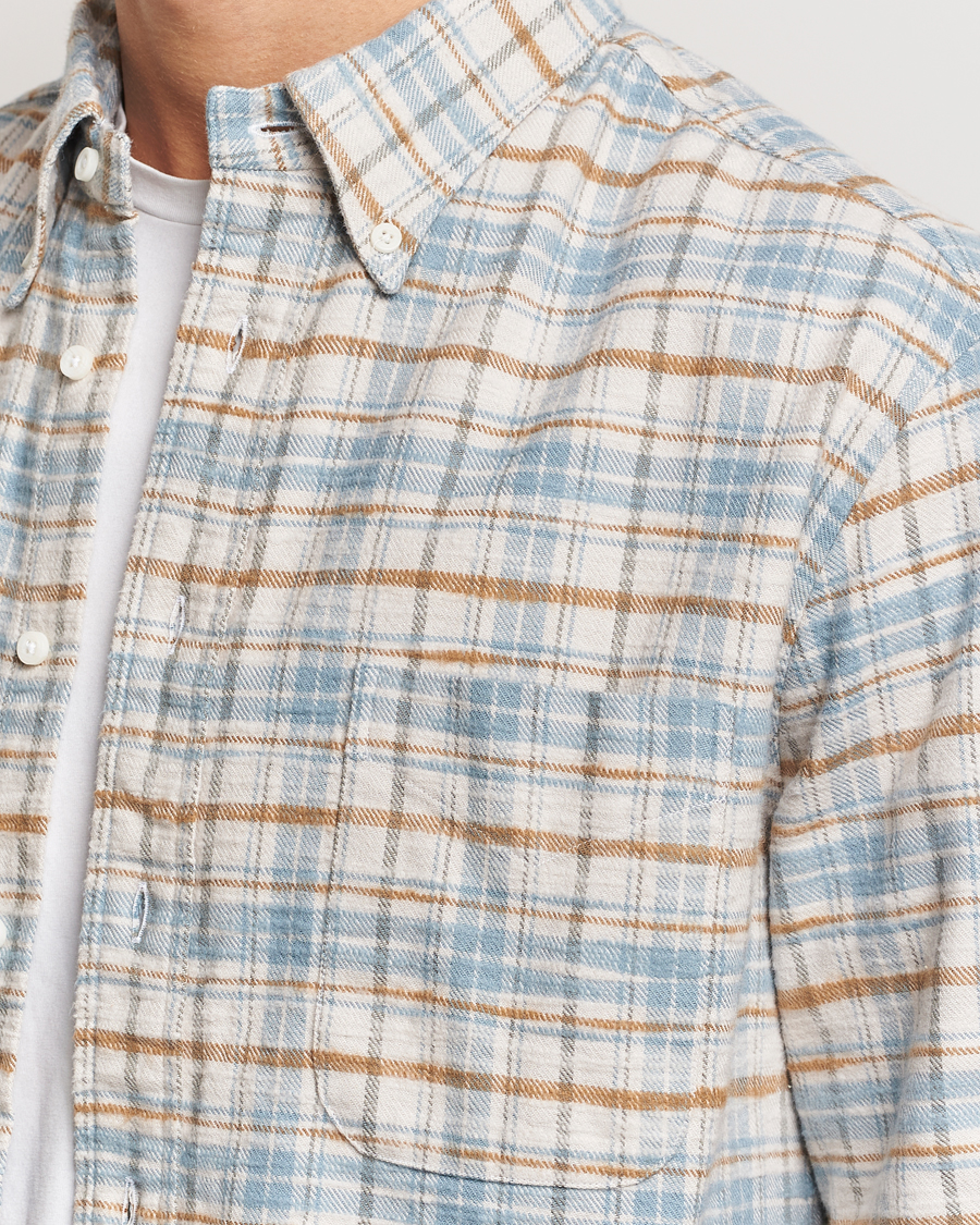 Heren | Overhemden | Gitman Vintage | Button Down Heavy Flannel Shirt Ivory Check