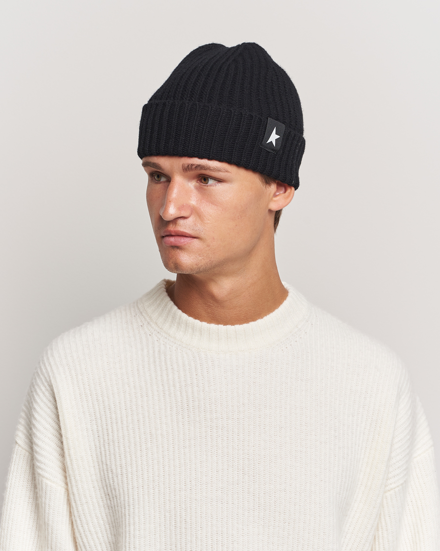 Heren | Golden Goose Rib Wool Beanie Black | Golden Goose | Rib Wool Beanie Black
