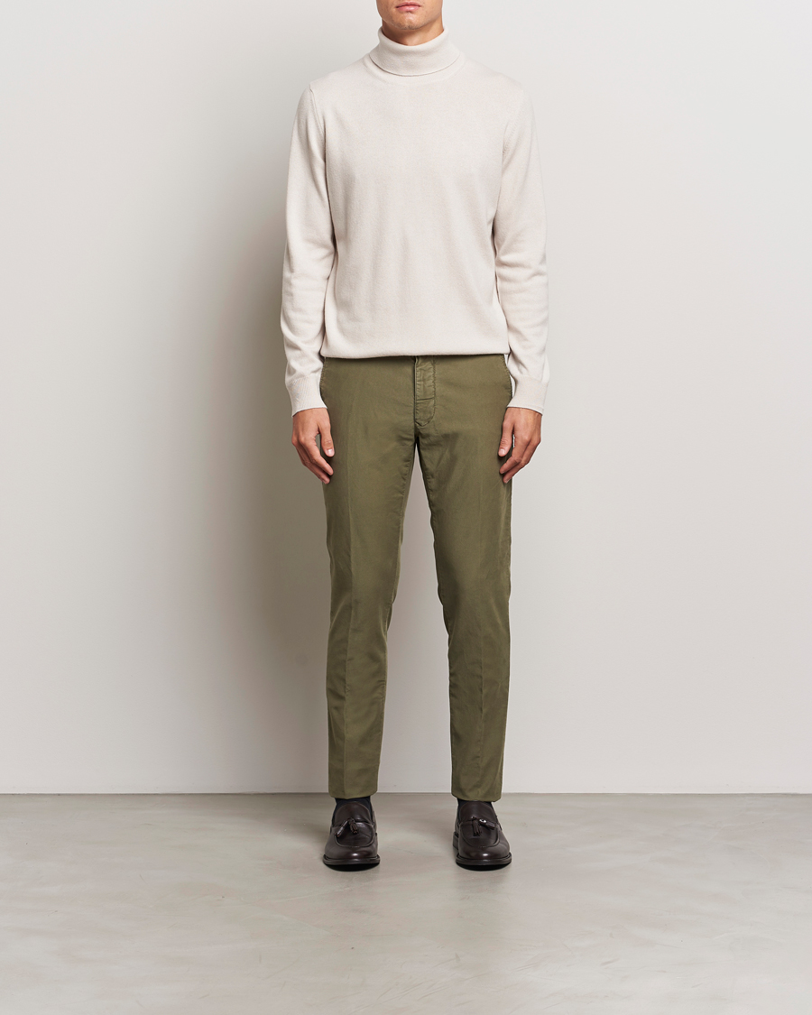 Heren | Broeken | Incotex | Slim Fit Garment Dyed Slacks Dark Green