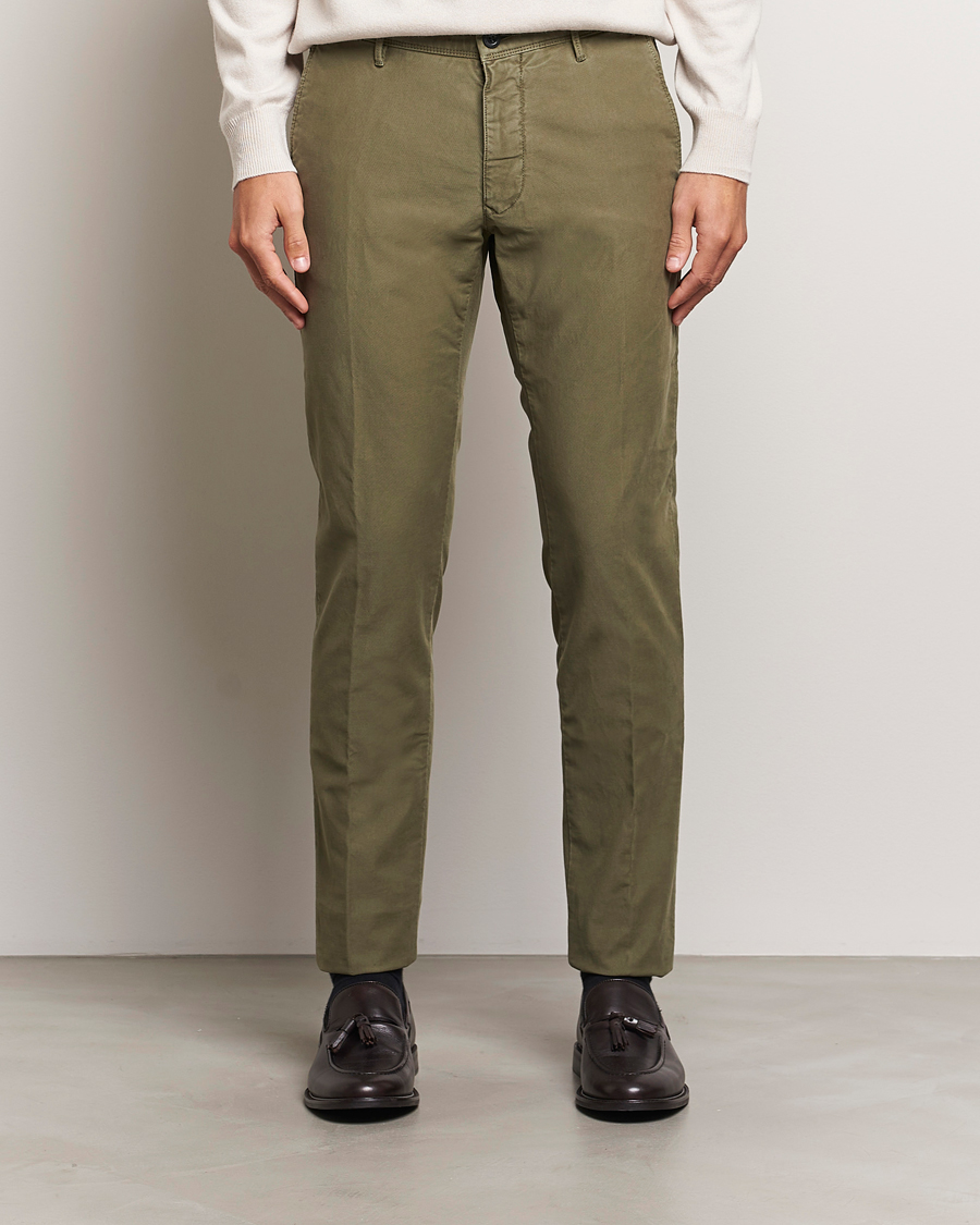 Heren | Broeken | Incotex | Slim Fit Garment Dyed Slacks Dark Green