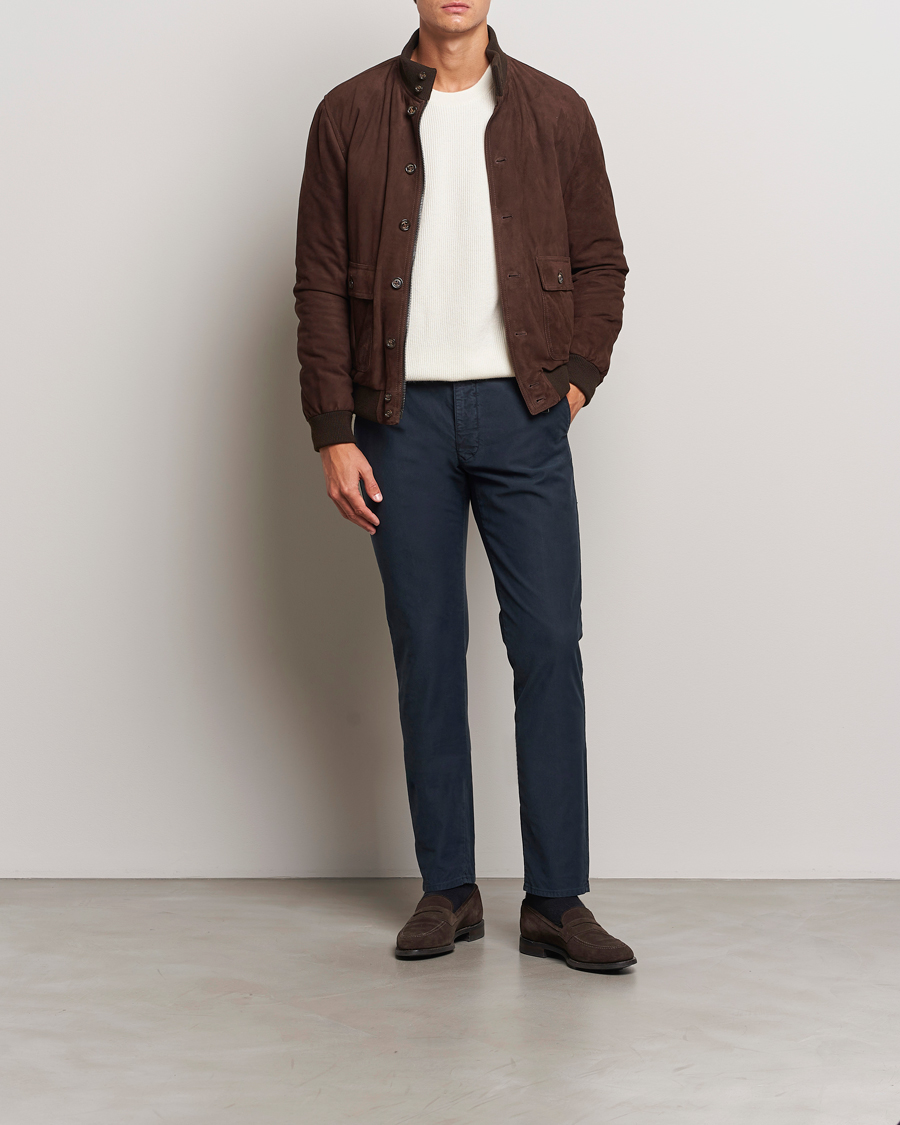 Heren | Broeken | Incotex | Slim Fit Garment Dyed Slacks Navy