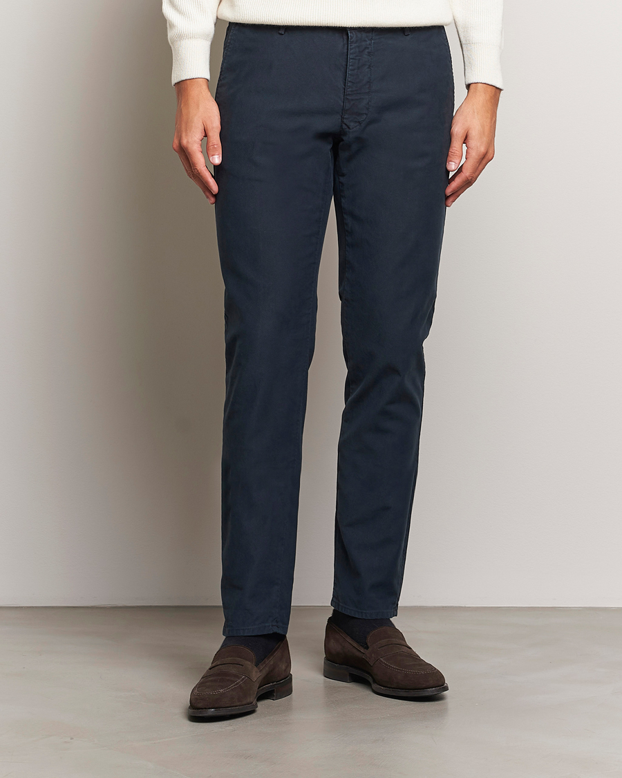 Heren | Broeken | Incotex | Slim Fit Garment Dyed Slacks Navy