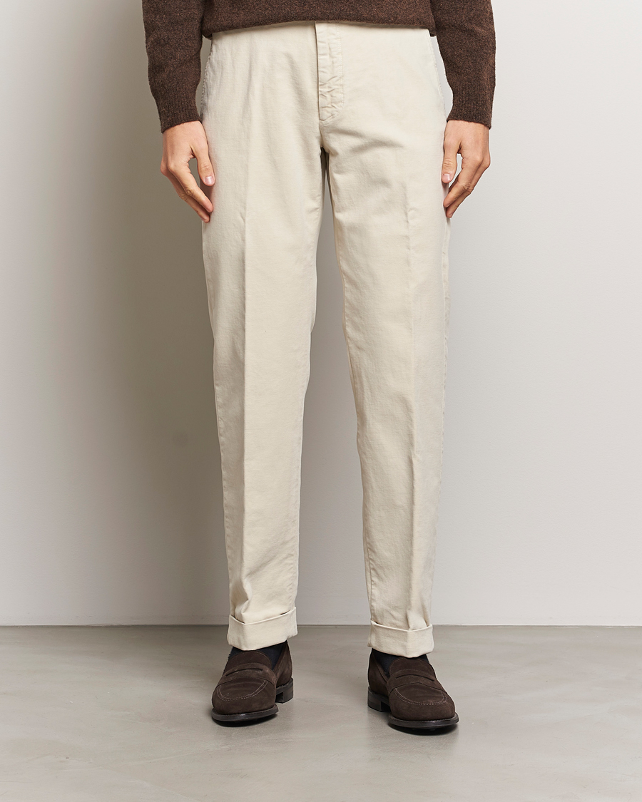 Heren | Broeken | Incotex | Regular Fit Moleskin Slacks Off White
