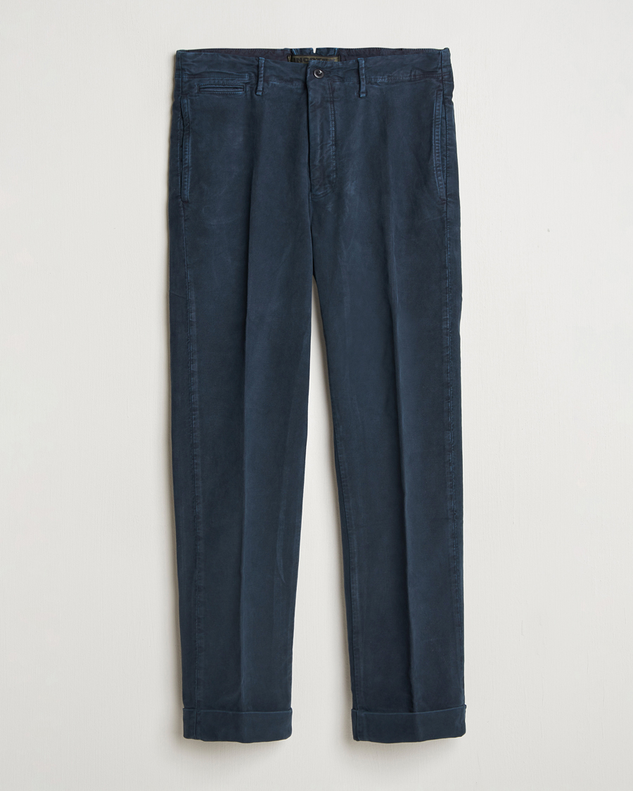 Heren | Broeken | Incotex | Regular Fit Moleskin Slacks Navy