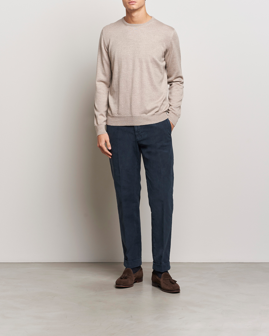 Heren | Broeken | Incotex | Regular Fit Moleskin Slacks Navy
