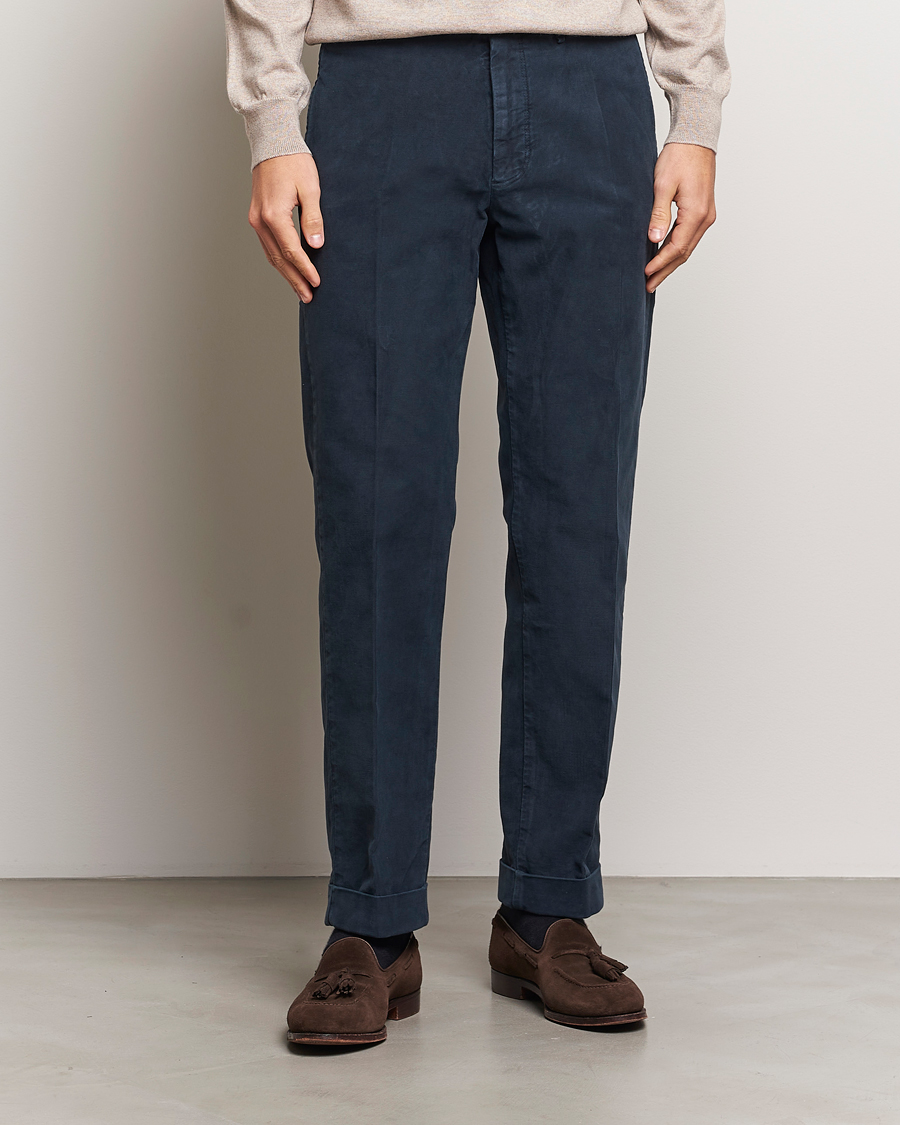 Heren | Broeken | Incotex | Regular Fit Moleskin Slacks Navy