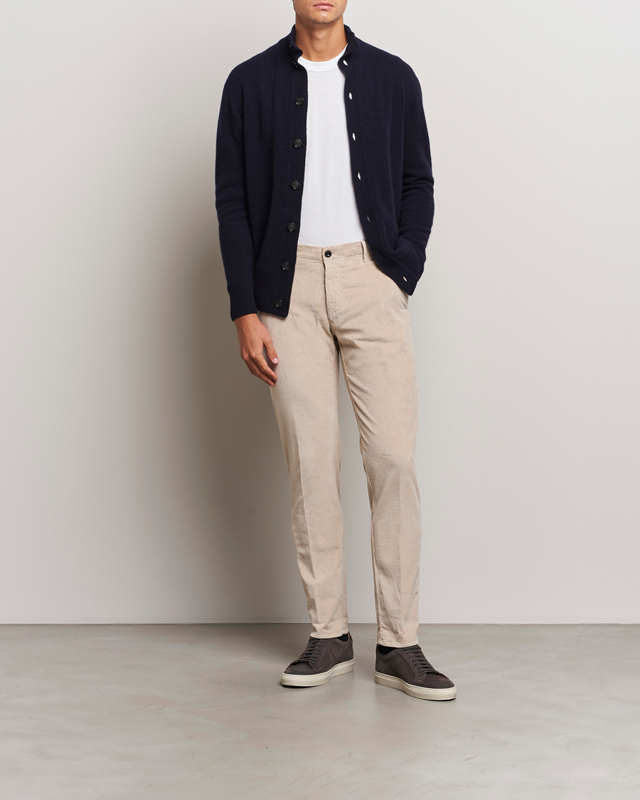 Heren | Broeken | Incotex | Slim Fit Leisure Cord Slacks Light Beige