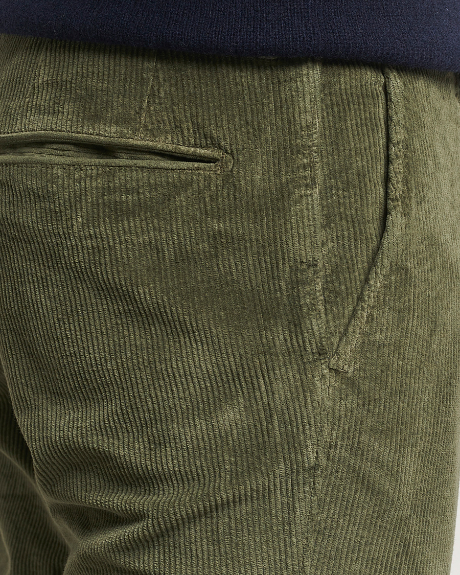 Heren | Broeken | Incotex | Slim Fit Leisure Cord Slacks Dark Green