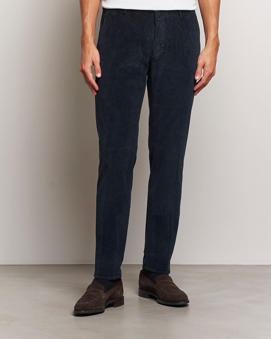 Heren | Broeken | Incotex | Slim Fit Leisure Cord Slacks Navy