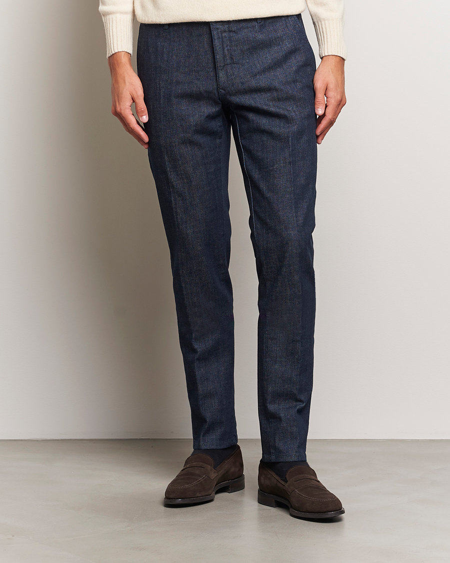 Heren | Broeken | Incotex | Slim Fit Denim Slacks Dark Blue
