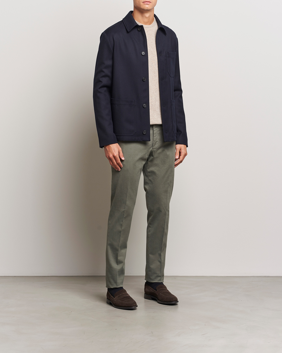 Heren | Broeken | Incotex | Slim Fit Cotton Stretch Chinos Dark Green