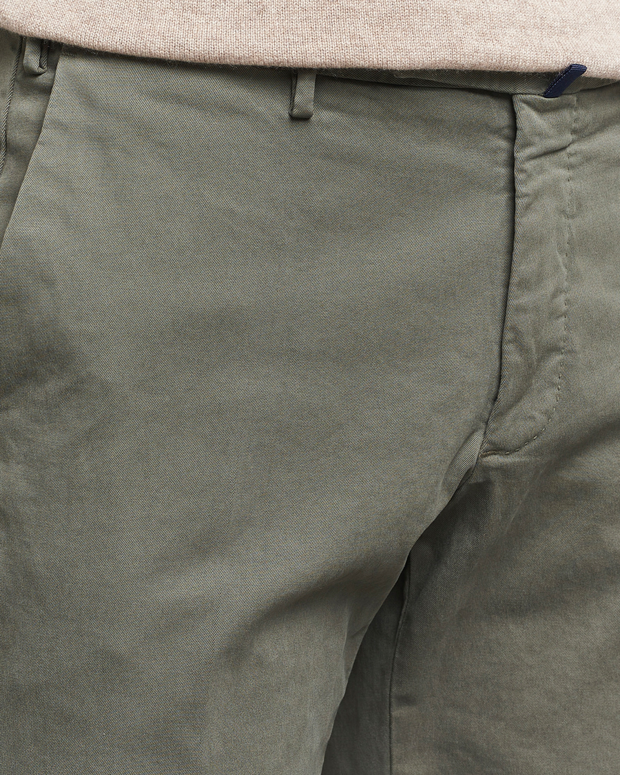 Heren | Broeken | Incotex | Slim Fit Cotton Stretch Chinos Dark Green