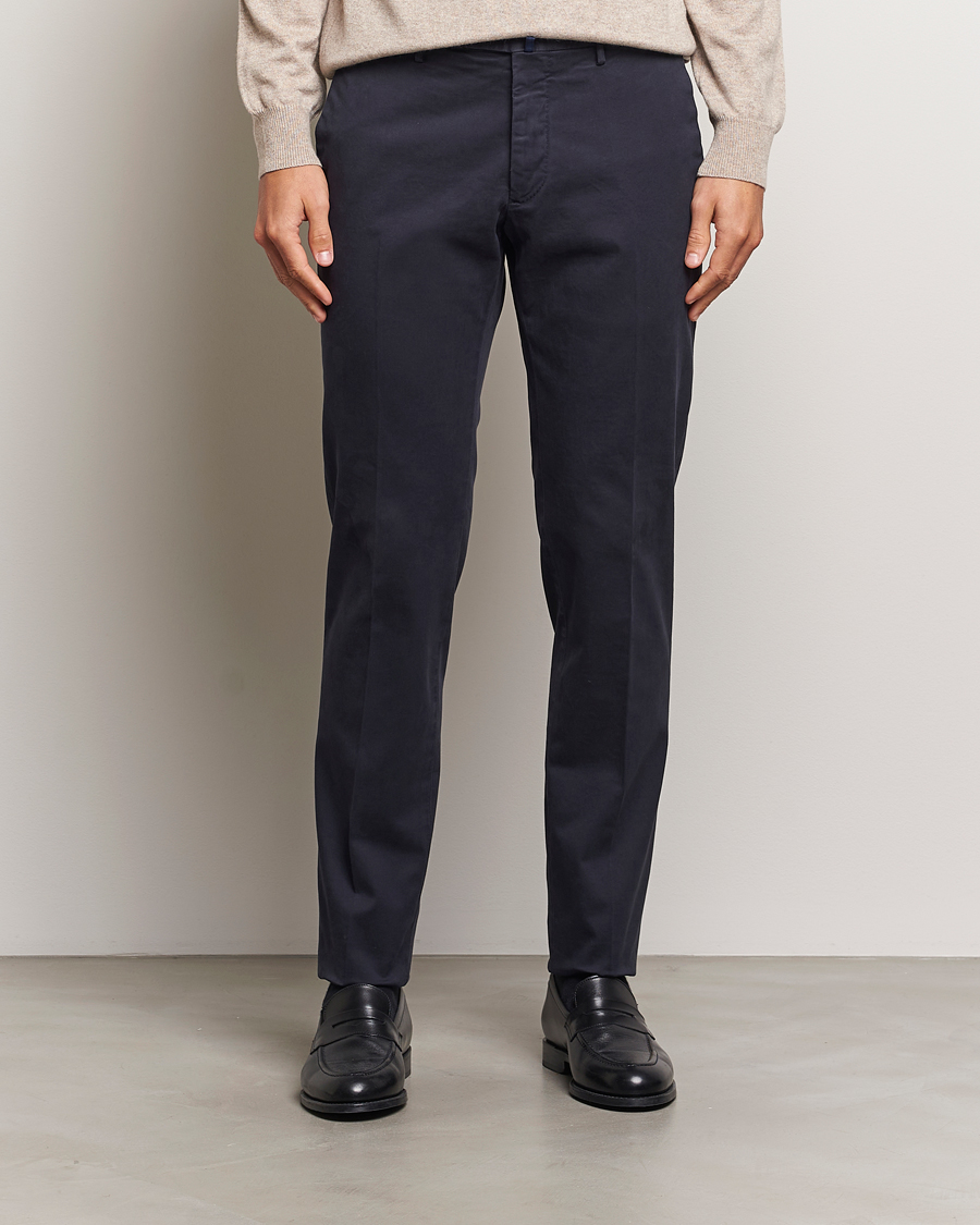 Heren | Broeken | Incotex | Slim Fit Cotton Stretch Chinos Navy